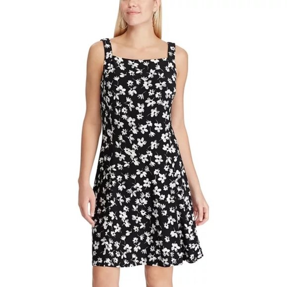 Chaps Dresses & Skirts - Chaps black and white floral dress